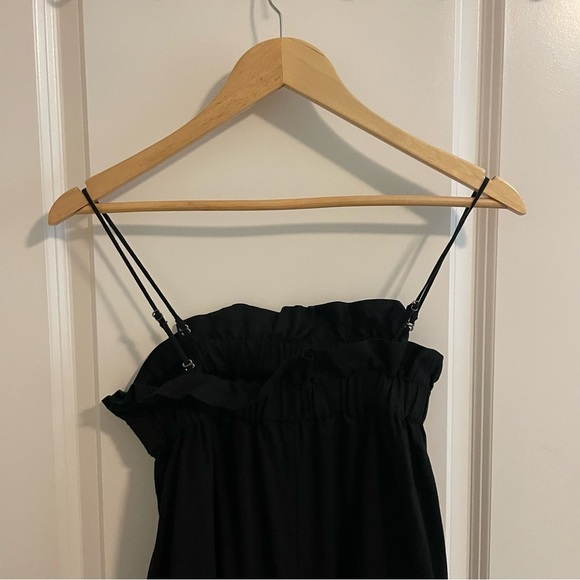 Banana Republic Linen Blend Wide Leg Ruffle Neckline Jumpsuit Black Size Small - Picture 12 of 14